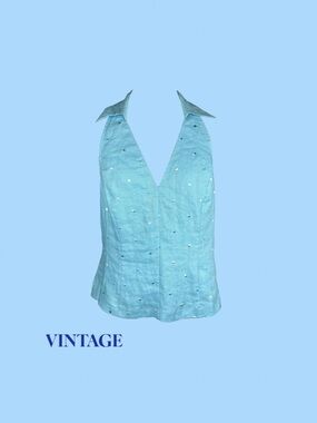 The Linen Polka Dot Halter Top